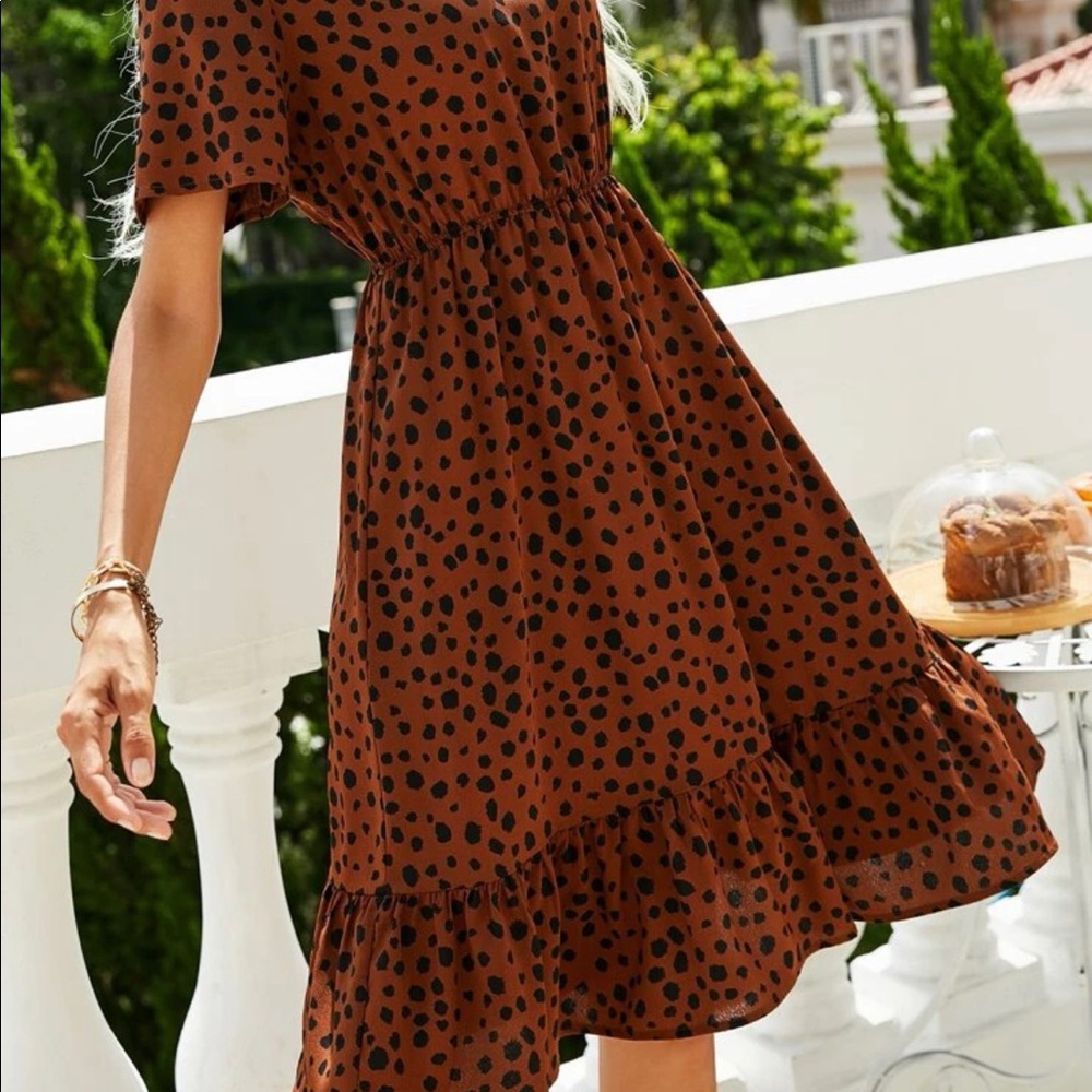 Allover Print Ruffle Hem Aline Dress